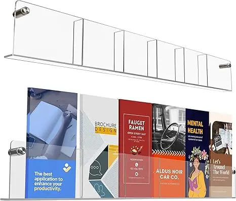 Acrylic Brochure Holder Wall Mount - Aesthetic Design, Optimized Shape Perfect for Flyer Stand, for Shop Owners & Professionals