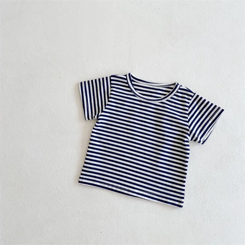 Cotton Denim Bib Romper + Striped T-Shirt Two-Piece Set Baby Romper Clothes Set