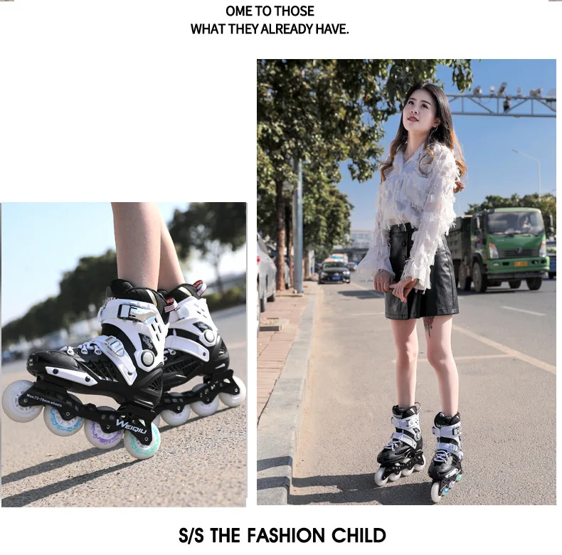 The skating shoes   Male and female adult beginner skating inline wheel roller skates