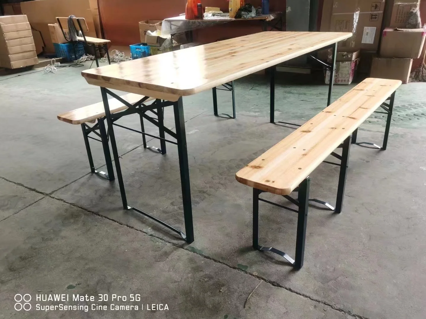 Outdoor Picnic Courtyard Party Dining Folding Brewery Wooden Beer Set Table And Bench For Event