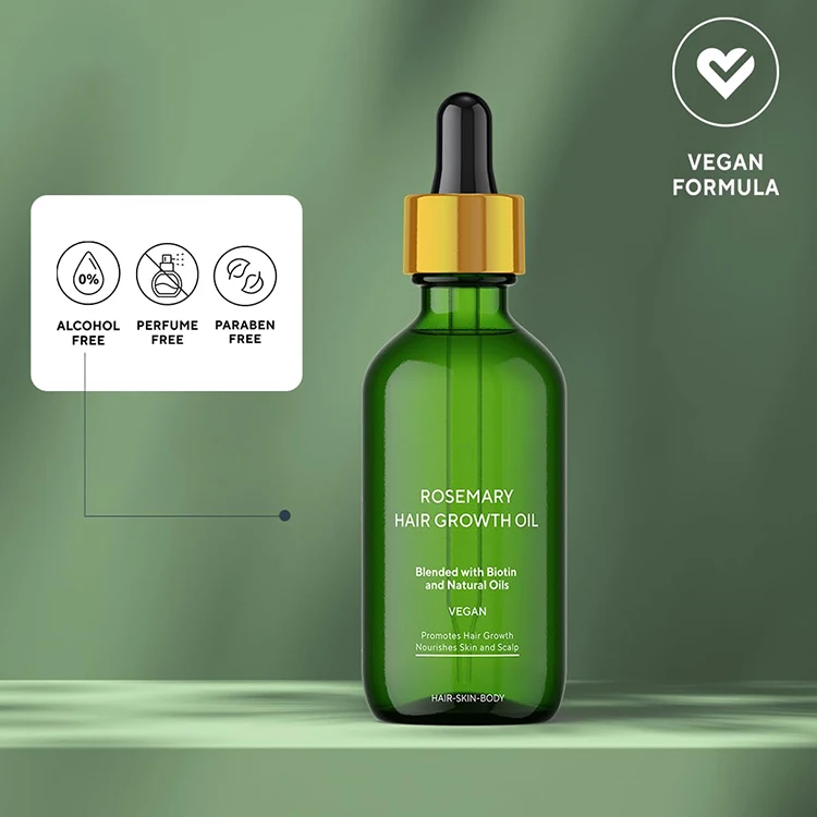 Private Label 100% Natural Organic Rosemary Castor Almond Oil Men Women Scalp Care Serum Hair Treatment Growth Oil