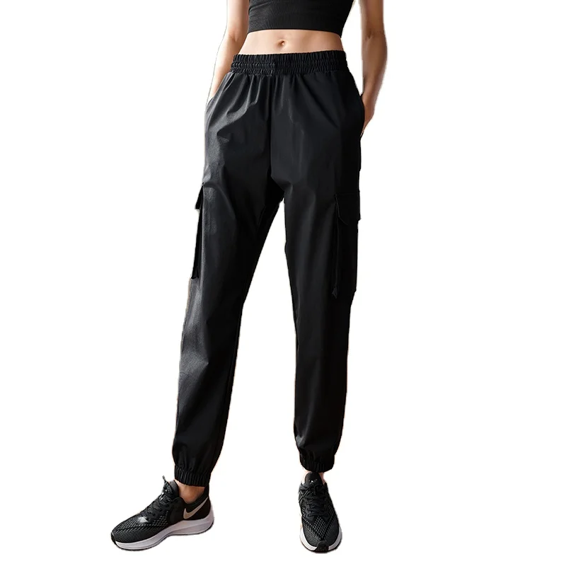 
Women Casual Loose Elastic Waist Sport Pants Solid Color Sweatpants Baggy Ankle-length Trousers Black Green 