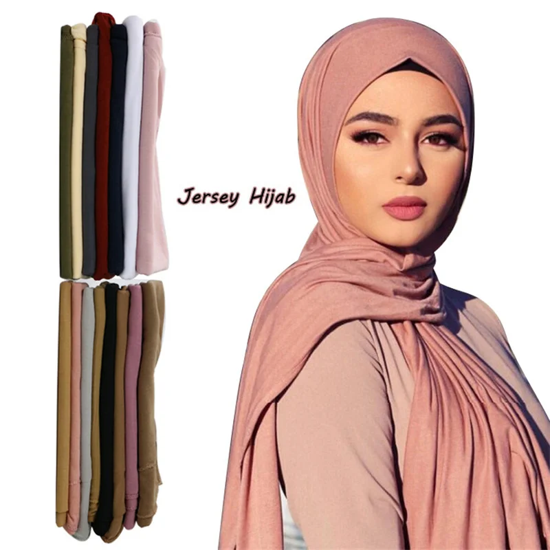 Hot selling new style plain High Quality Big Size Jersey Scarf Stretchy Hijab Plain Muslim Women Premium Jersey Cotton Hijab