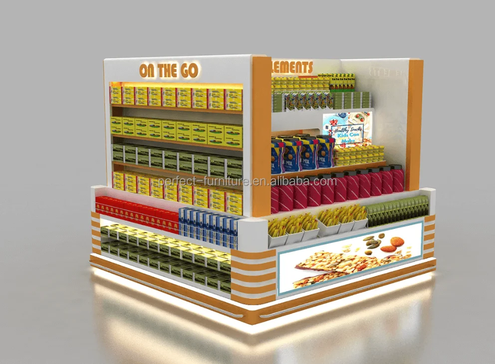 Retail Snack Display Stand Shopping Mall Shop Design candy bar