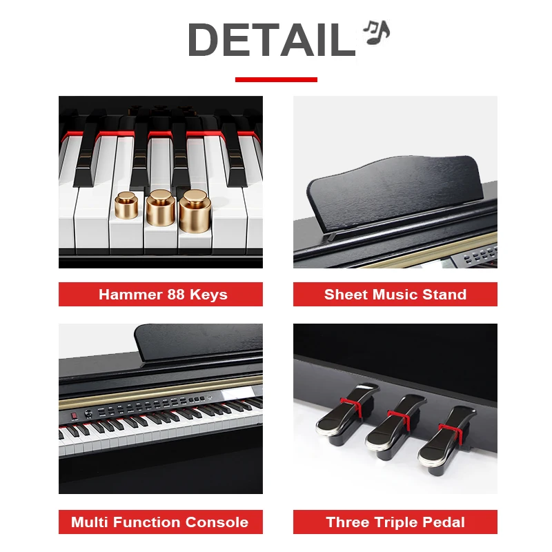Dinas Full Size 88-Key Response Keyboard 88 Keys Digital Piano Black Color Electronic Keyboard Electronic Piano With Lcd