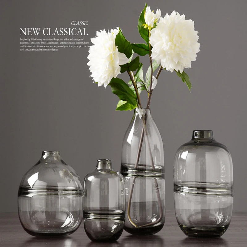 Nordic style simple creative colorful transparent glass vase ornaments flower arrangement hydroponics flower glass vase