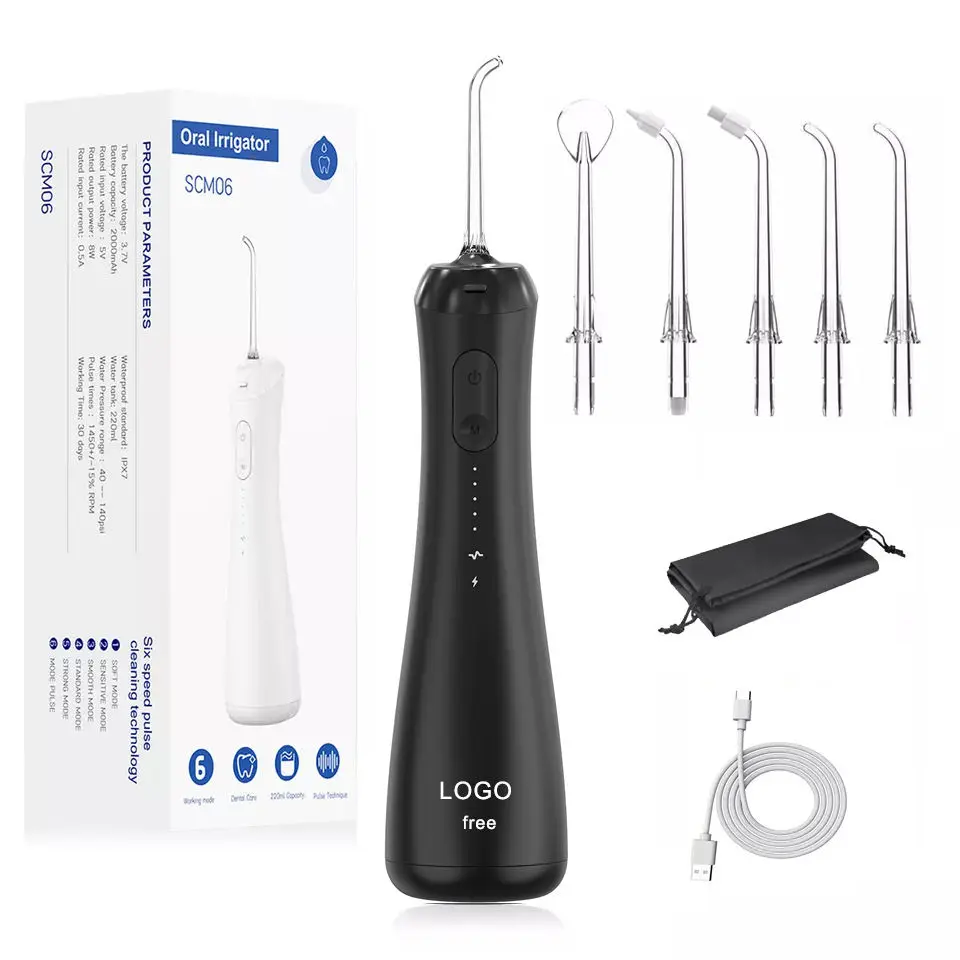 Dental tooth cleaner usb wireless oral irrigation 6 cleaning modes water flosser