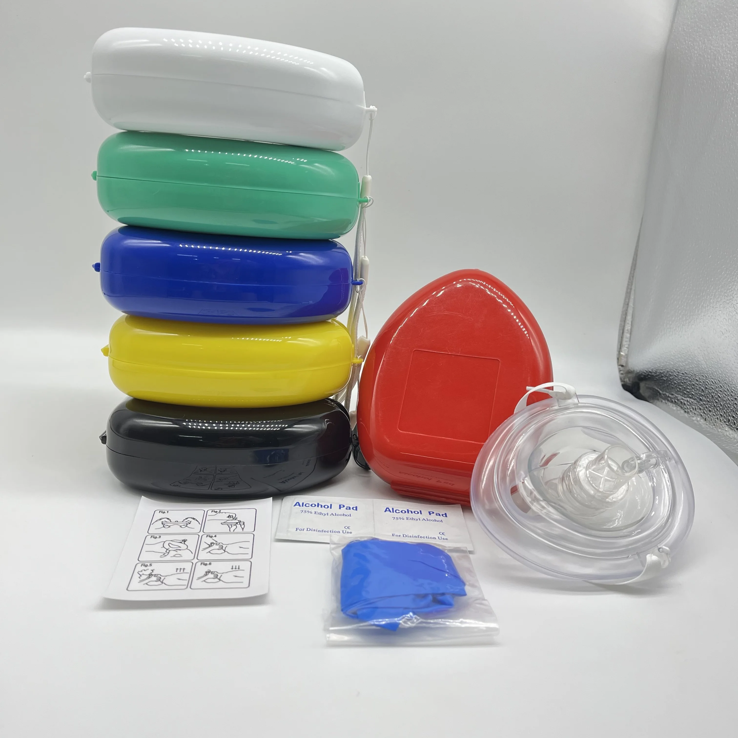 BLACK pp box Rescue Professional Adult Child Size Resuscitator Replacement Valve Breathing Apparatus Cpr Mask In Case