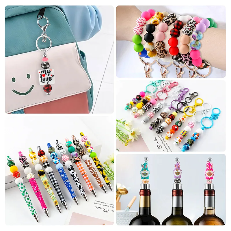 Wholesale 14mm Abacus Silicone Lentil Beads Soft PVC Pacifier Keychains Custom Silicone PVC Beads