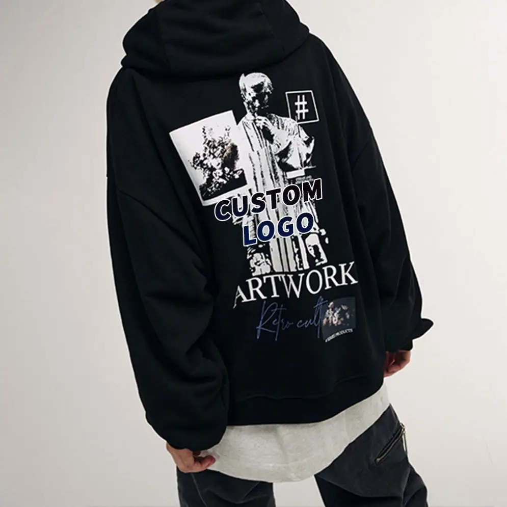 Wholesale Mens Printed Hoodies Custom Logo Letter Printed Hoodie Mens 100% Cotton Men Pull Over Hoodies