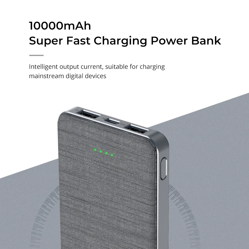 High Quality Fabric Spray Finish Power Bank 10000mAh OEM Mobile Power Bank