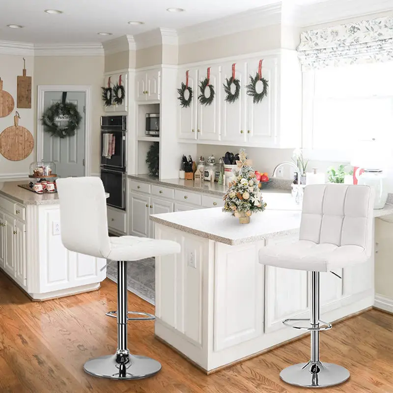 Commercial Bar Stools Nordic Swivel Design Leather Checkered Modern Bar Stool