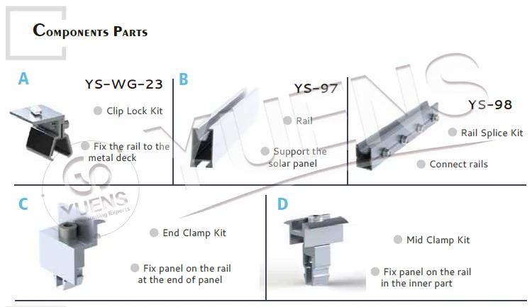 Yuens PV Solar Panel Mounting System Tile Roof Brackets Aluminum Rail Connector Splice Racking Structure