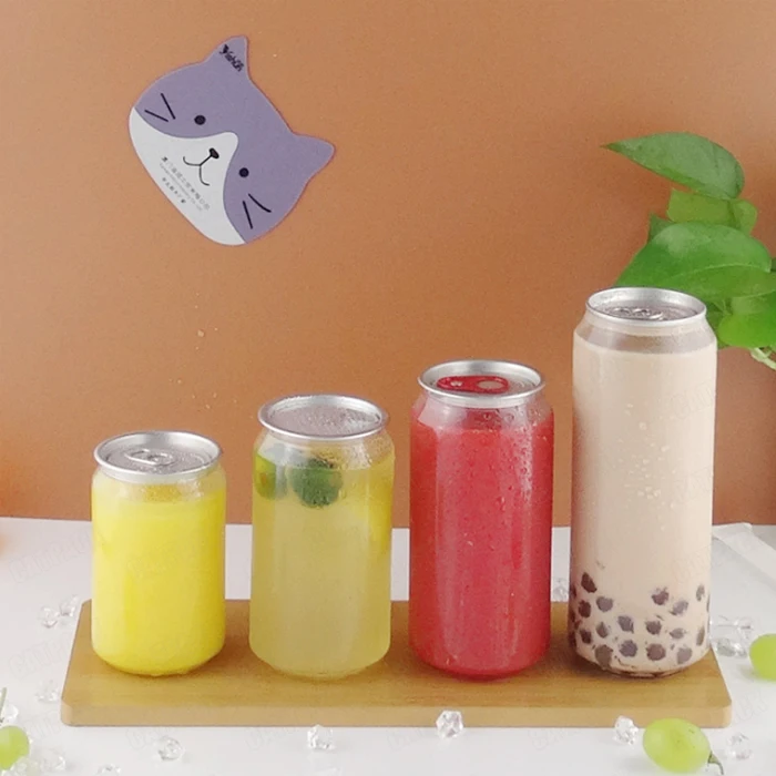 Hot 250ml,330ml,375ml,500ml Selling Plastic Soft Drink Can Clear Empty Bubble Soda Bottles With Easy Open Lids