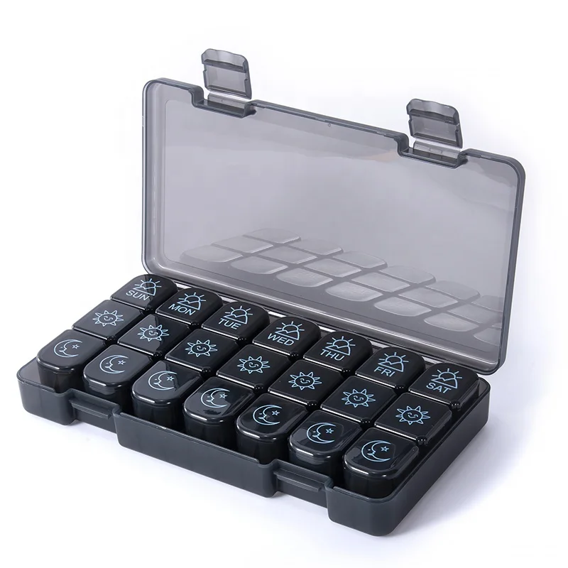 Weekly Pill Organizer 3 Times A Day 7 Day Large Compartments Pill Box Case Daily Portable Pill Container for Fish Oils/Vitamins