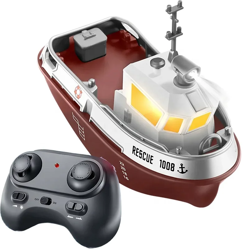 Rescue 1008 Mini Water Tugboat with Dual Paddle Power USB Charger RC Boat for Kids Waterproof Anti-Collision 2.4G Remote Control