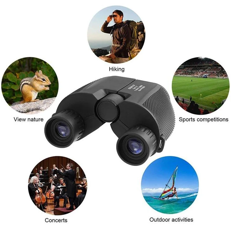 Binoculars 10X25 BAK4 Prism High Powered Zoom Binoculars Portable Hunting Telescope Pocket Scope For Sports