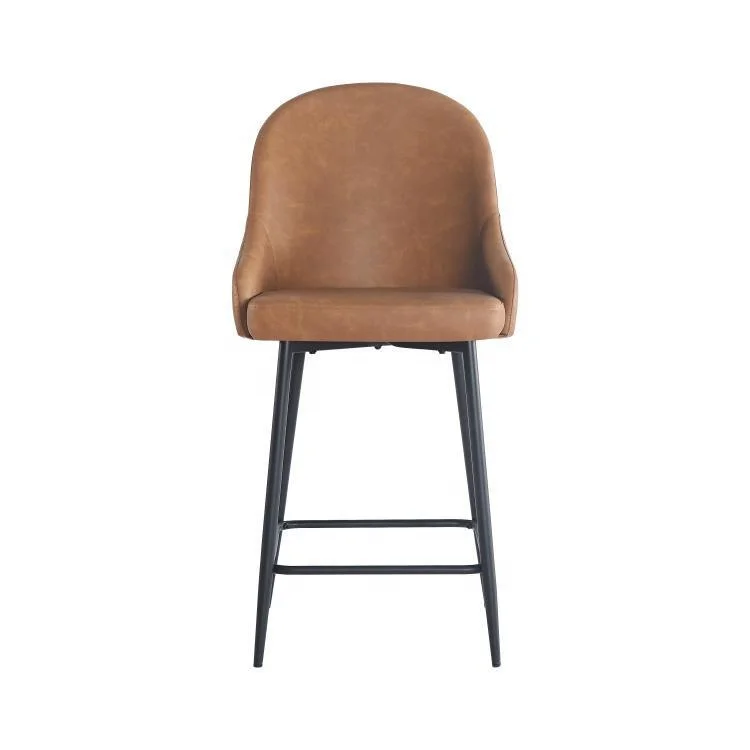 Hot Sell Modern Nordic Style Bar Stools Iron Metal Frame Dining Chairs With PU Leather