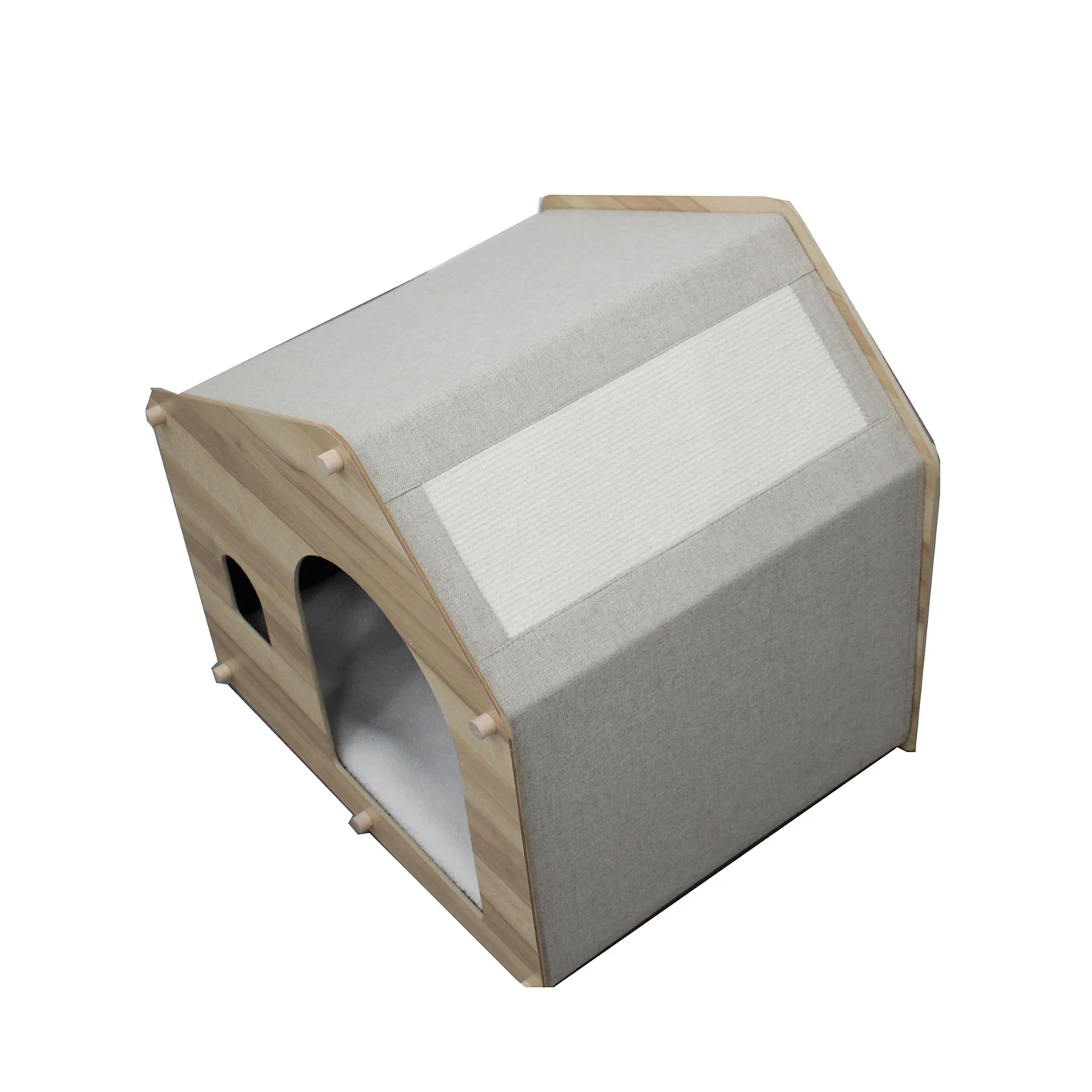 smart large foldable indoor wooden fabric pet cat bed luxury house for living room