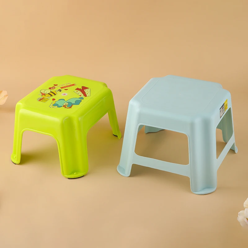 Lightweight Portable Plastic Step Stool Colorful Plastic Chair Stackable Chair Square Plastic Ottoman