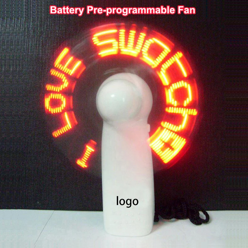 Party Mini White Portable Light Fan Bulk Battery Powered Plastic Pocket Led Custom Message Fans With Light