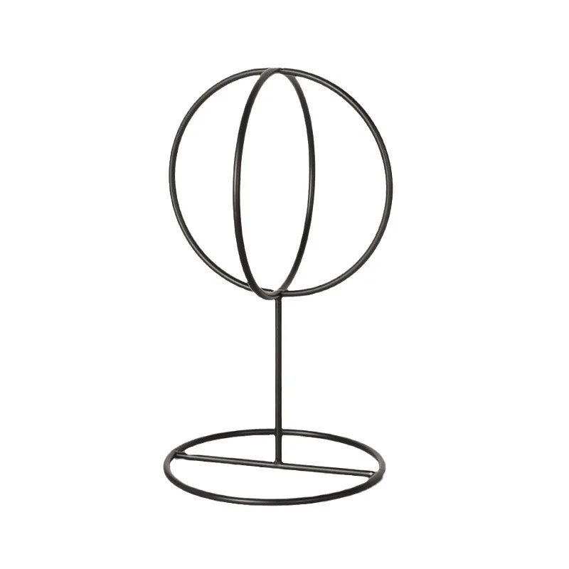 Black Iron Countertop Wig Display Rack Golden Round Metal Wire Hat Display Stand Retail Store