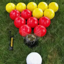Red and yellow footpool game inflatable snooker ball with free air pump