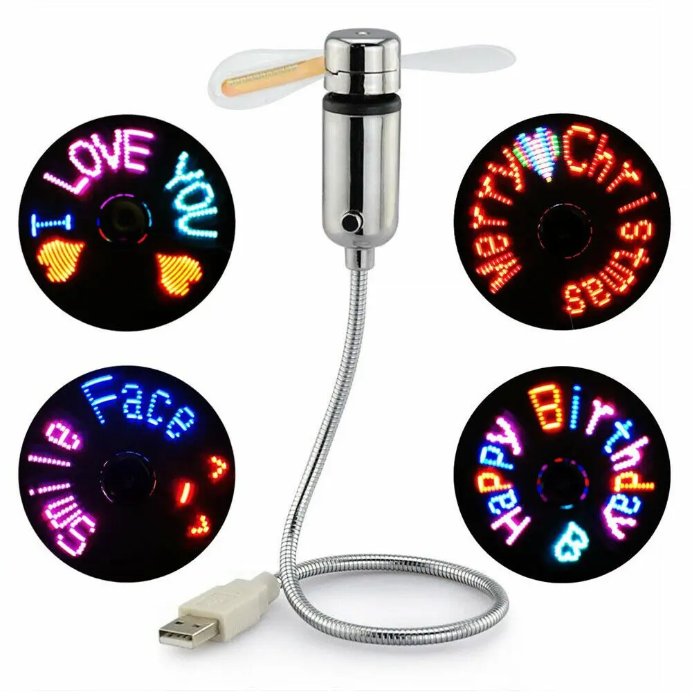 USB Fans LED RGB Programmable Message Fan For PC Laptop Notebook Desktops Mini
