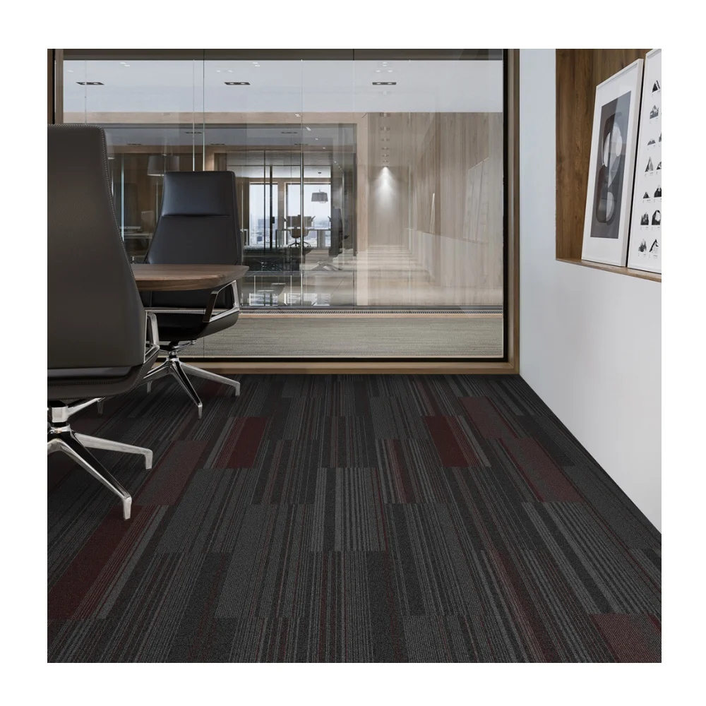 2024 Kaili Luxury Hotel Carpet Commercial Office Wall-to-Wall Carpet Tiles Square PVC Floor Carpet 25x100