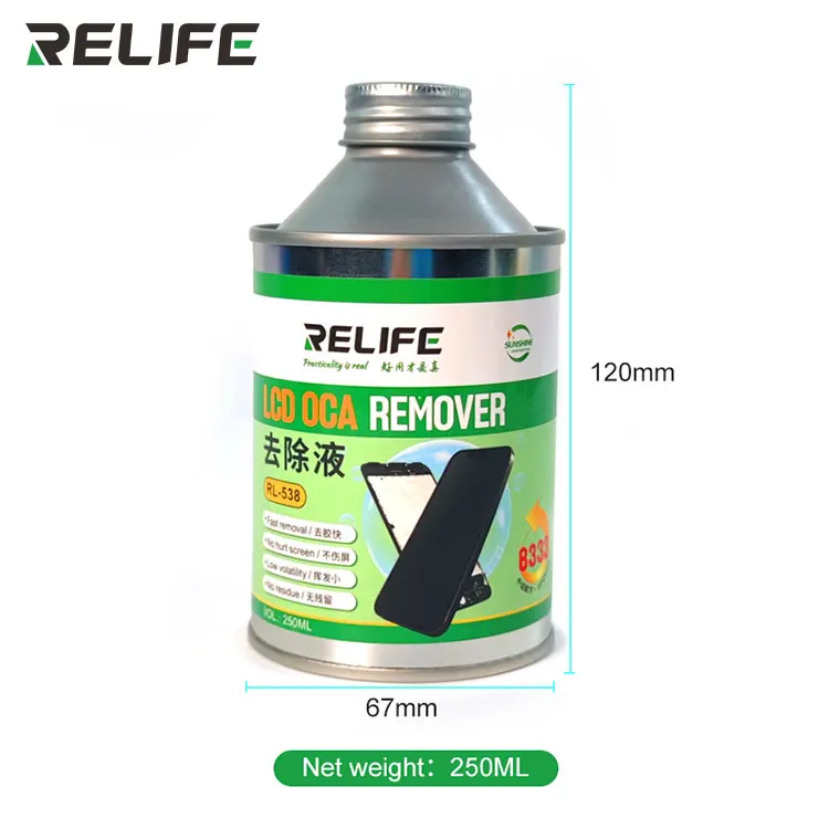 Wholesale RELIFE RL-538 OCA  Efficient Liquid Remover Remove OCA Glue For Mobile Phone Repair