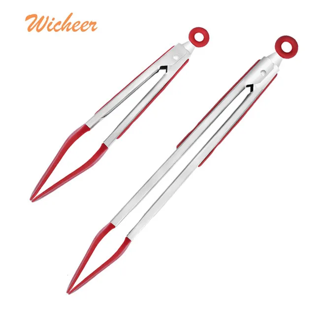 Multipurpose premium with grip handle stainless steel food tong steak clamp silicone food tongs