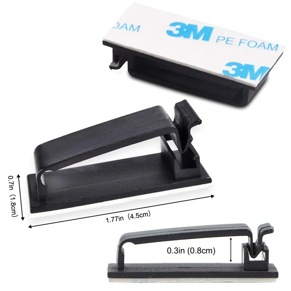 Cable Tie Mount 45mm Adhesive Buckle Cable Management, 50 Pieces Wire Cord Fixer for Home, Car and Office