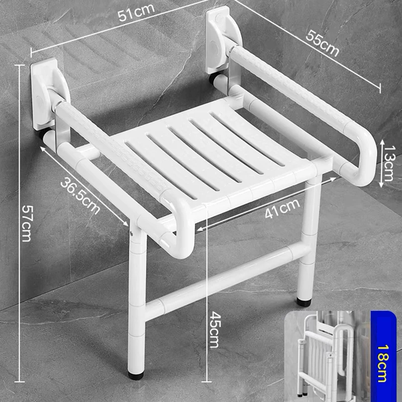 High Quality Factory Nursing Home Bathroom Shower Wall mounted bathroom Stool With Support leg foldable Shower Chair