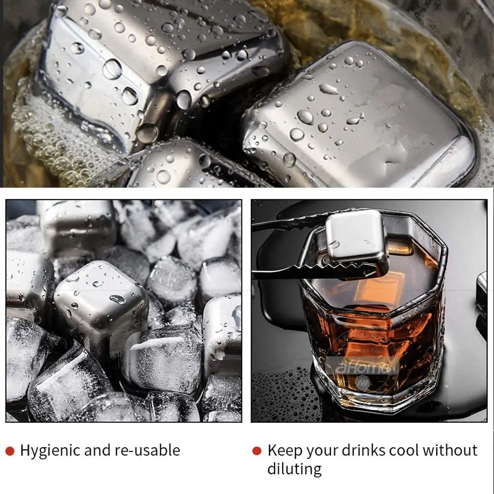 Sale Bar Accessories Cooling Whiskey Reusable Chilling Wine Stone 304 Stainless Steel Ice Cubes In Storage Box