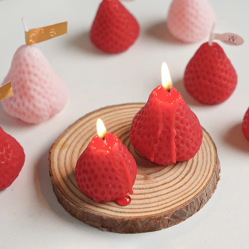 Wholesale Cute Mini  Aromatherapy Novelty Strawberry Shaped Party Decoration Gifts Birthday Candles For Girl