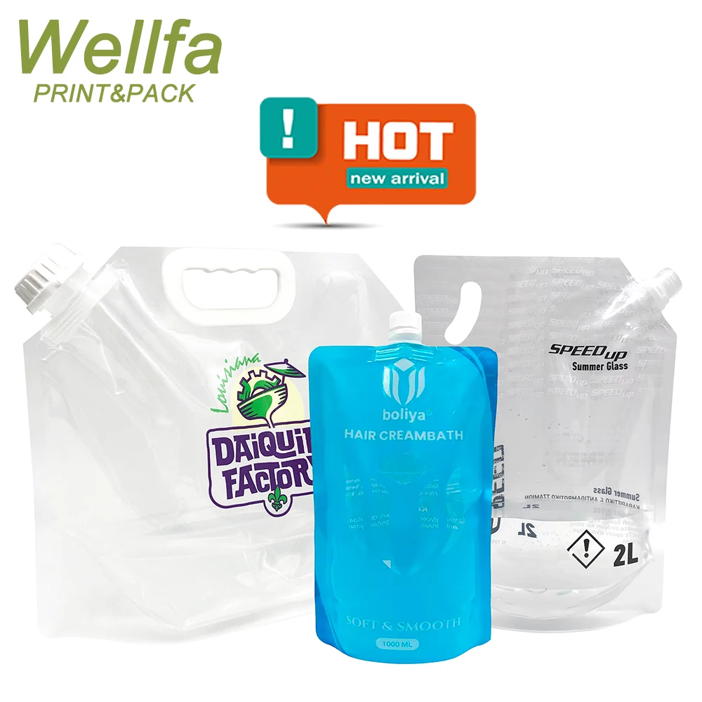 Custom Foldable Water Liquid Stand Up 1 Gallon Bag 5 Liter Rice Food Refill Packaging Clear 1L 2L 3L 4L 5L Spout Pouches