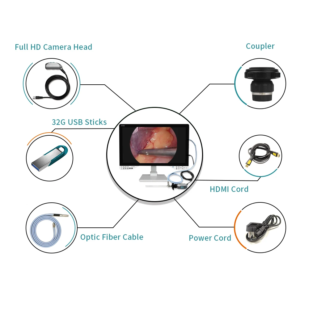 All Ine One 1080P Medical 100W Light Source Full HD Endoscope Camera System for Surgical Rigid Laparoscope Endoscopy