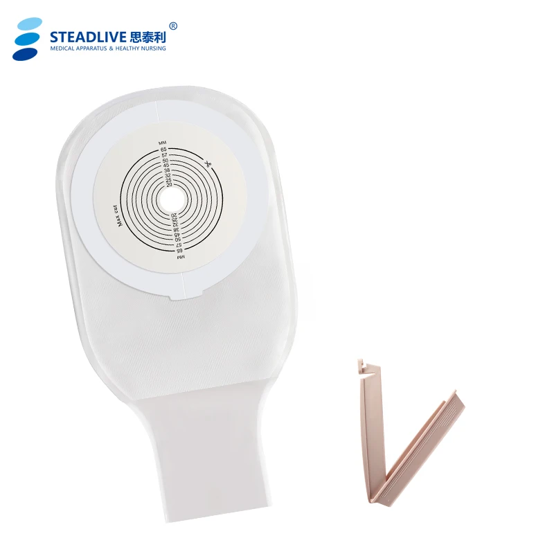 One piece 65mm colostomy bag open transparent EVOH film with Clamp  PE perforated film  liner