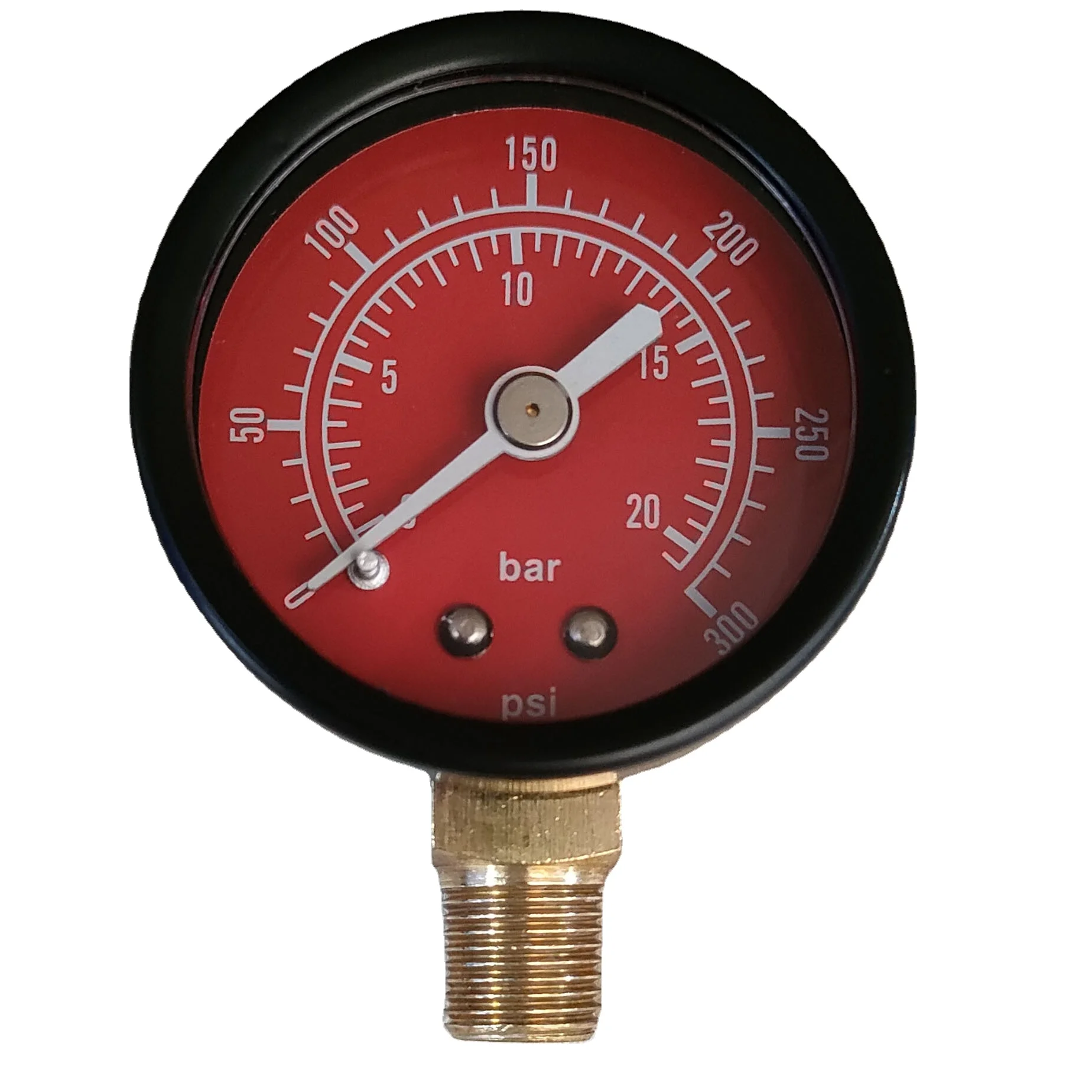 Good Quality 40MM RED DALI 0-20bar P-A BOTTOM cheap U-shaped clamp installation air pressure gauge