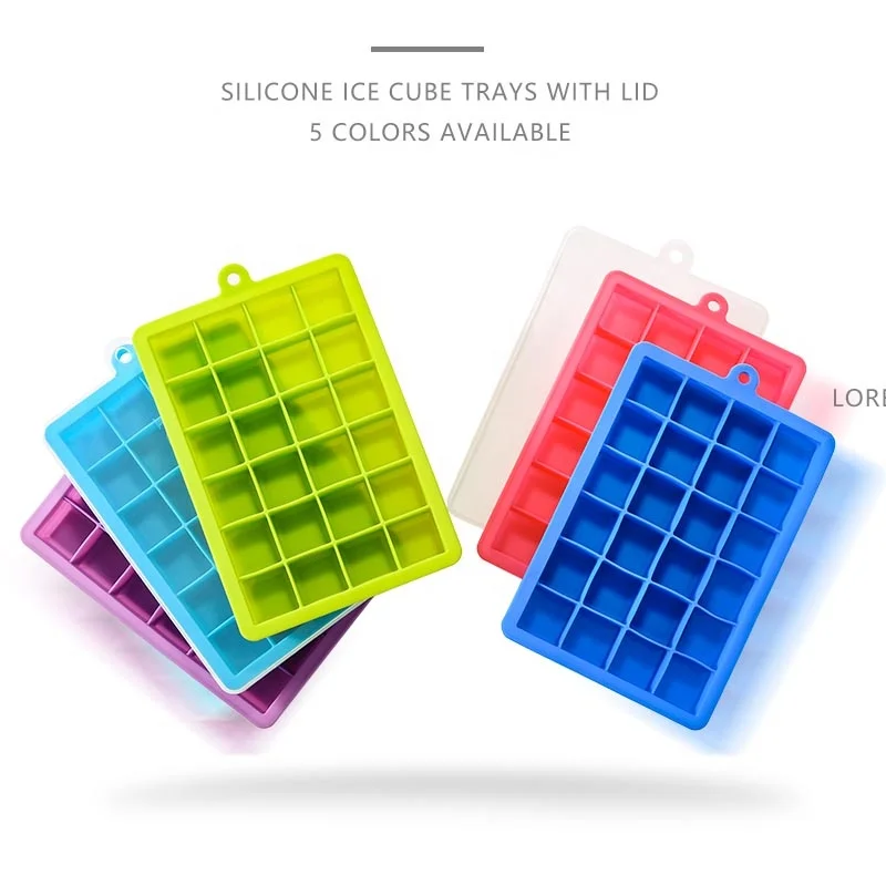 Non Slip Stretchable Silicone Ice Cube Tray With Lids