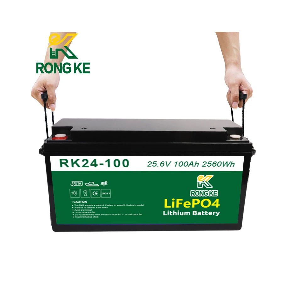 Rongke 2560Wh 24V 100Ah  LiFePo4 Lithium Battery Built-in Bms, 3000+ Cycles Rechargeable Battery Multi-use Off-grid Applications
