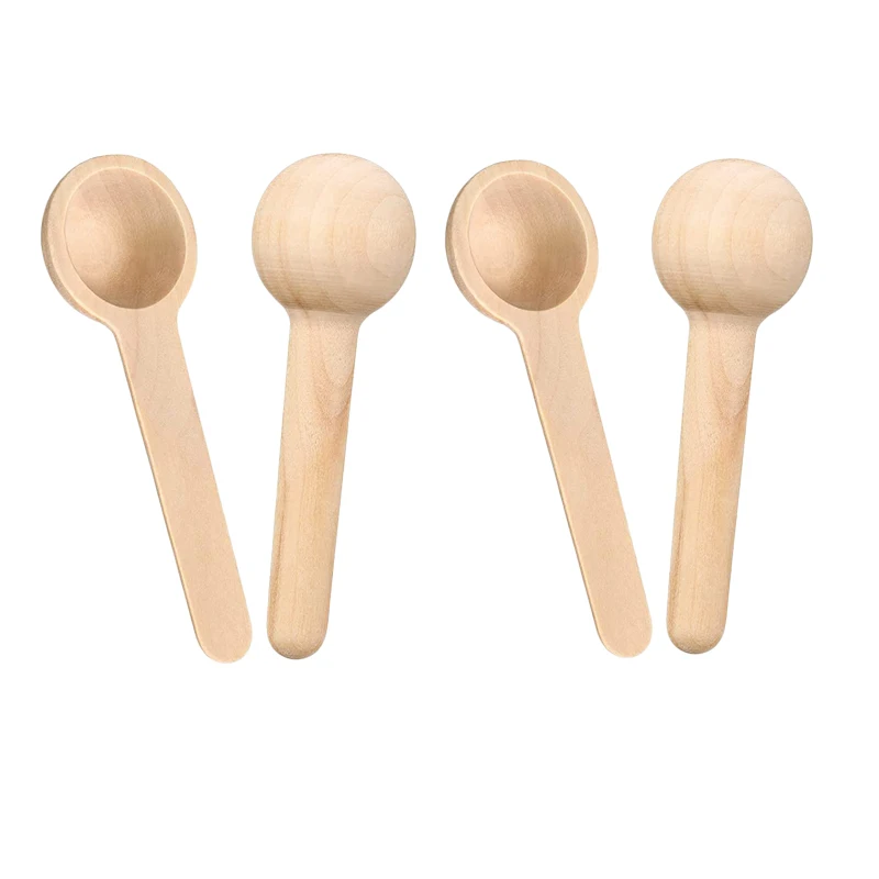 Wholesale Natural Custom Logo  Condiments Salt Mini Wooden Spoons For Honey Tea Coffee