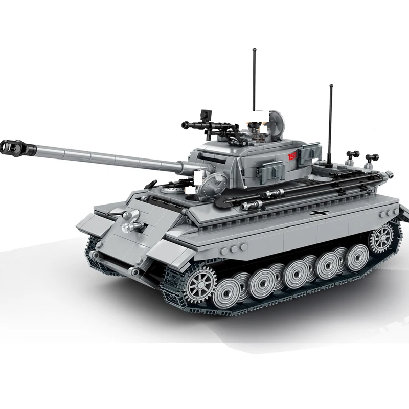 Military King Tiger Heavy Tank Armor Kit  Tank Series Model Bricks WWII Germany Tanks Construction Kit 1210 pcs