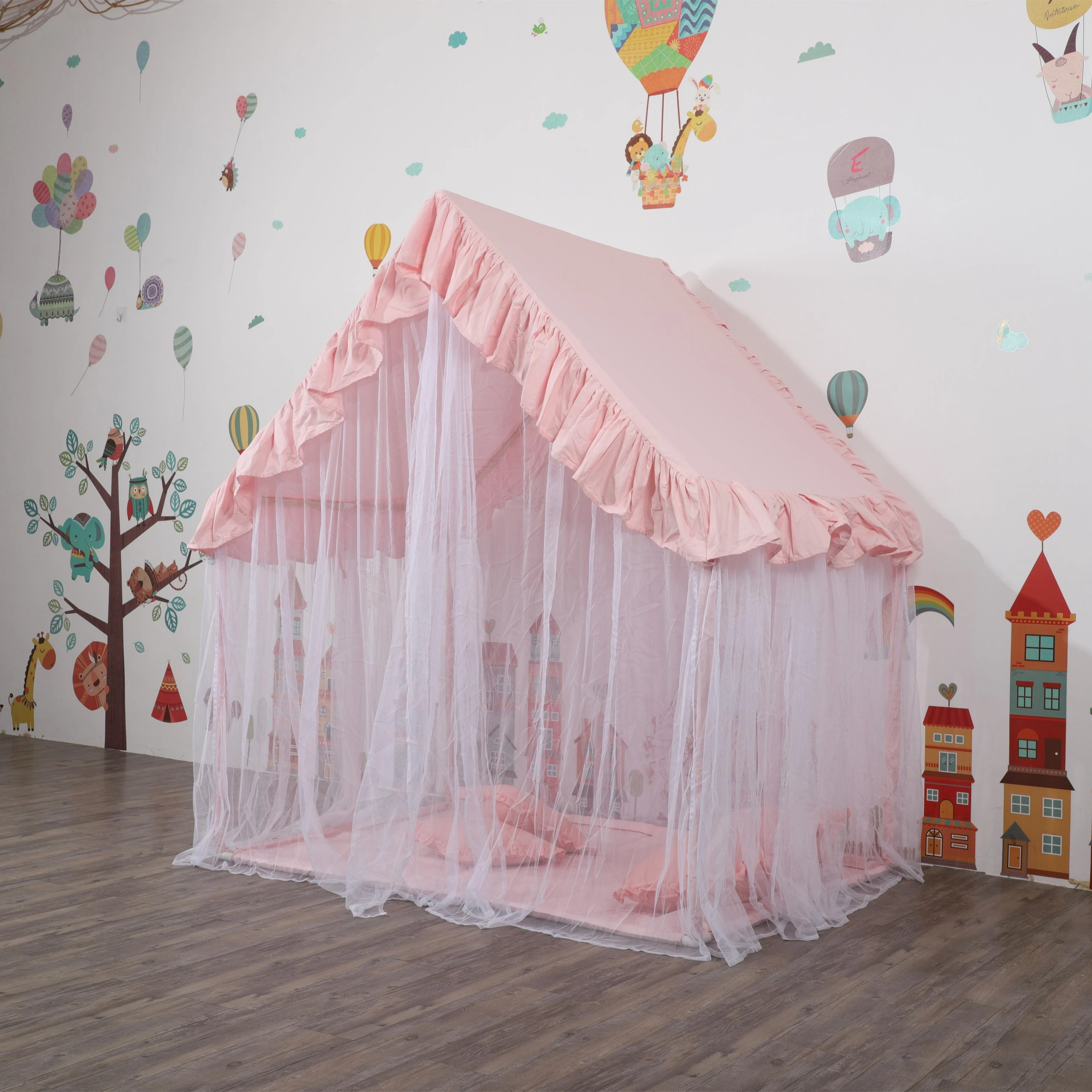 High Quality Knitted Canvas Princess Tent for Kids Mosquito Net with Polyester Filling Foldable for Outdoor Play House