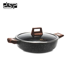 DSP Household Double Ear Non Stick Casserole 2.7L Die-casting Shallow Casserole With Lid
