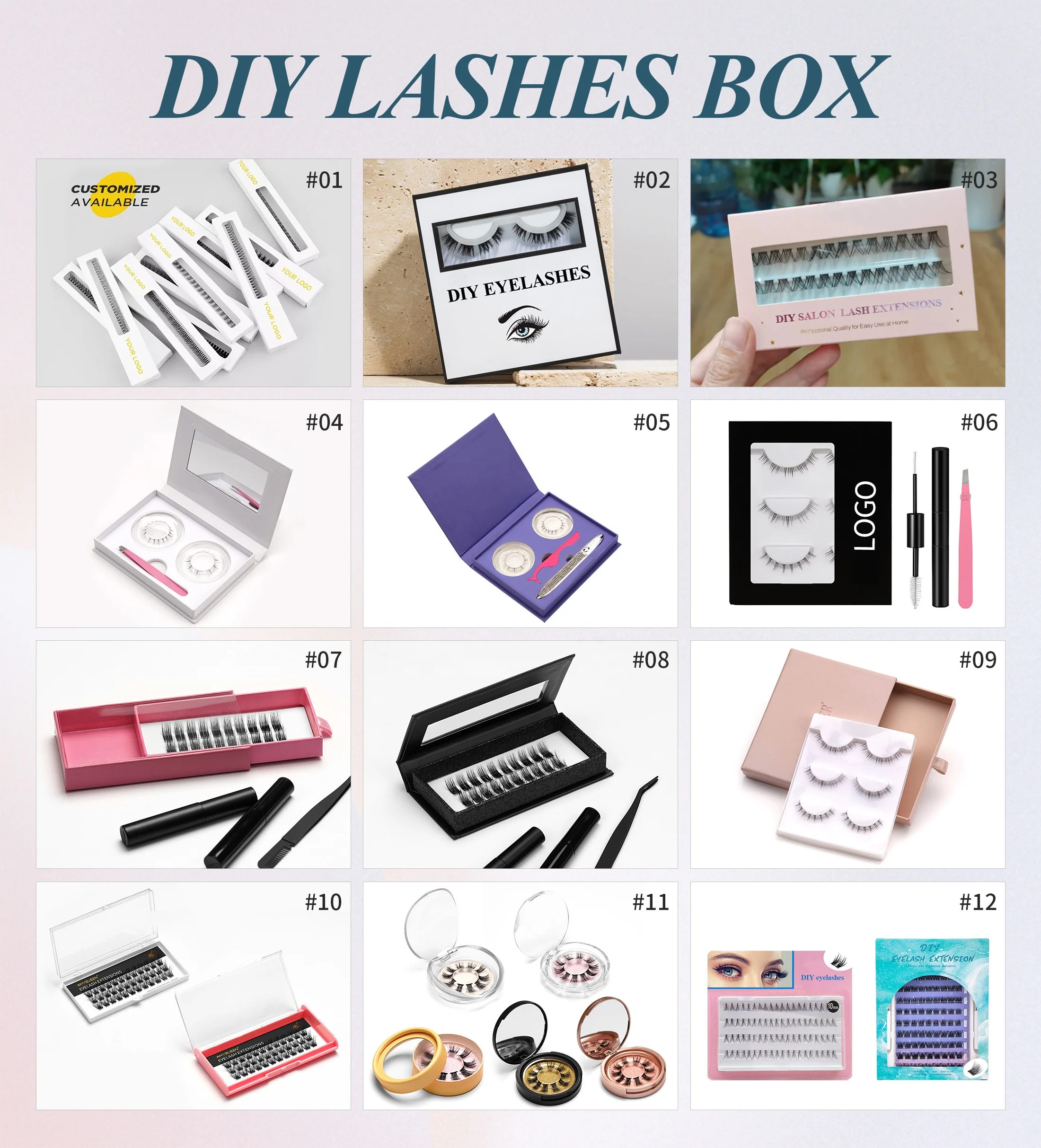 Self Adhesive Diy Lashes Pre Cut Cluster Lashes Kit Volume Individual Segmented Press-On False Eyelashes Kit