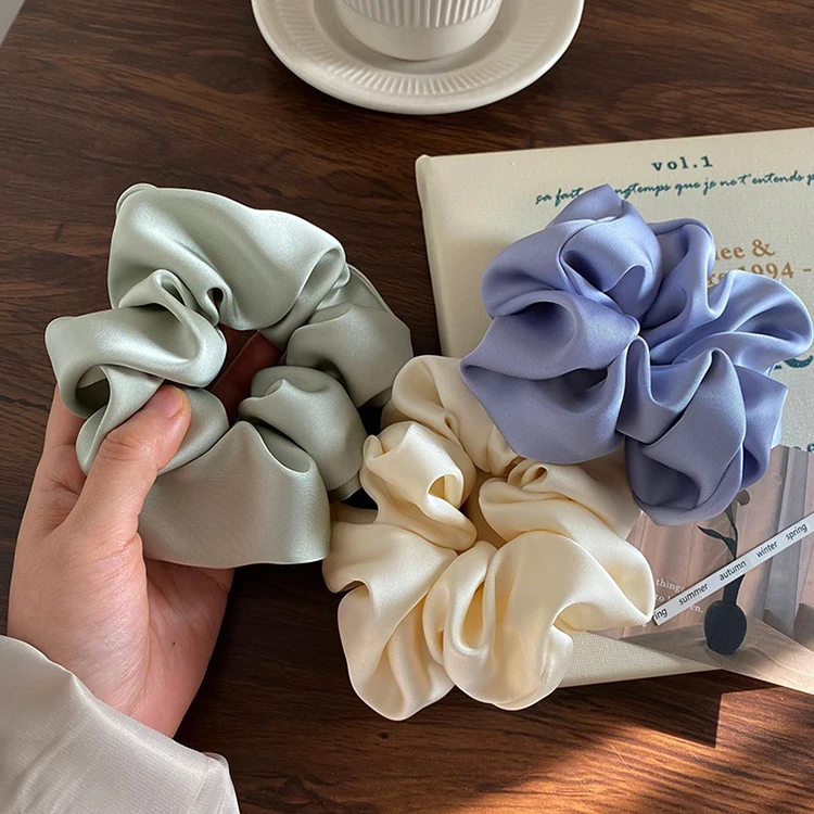 Satin Silk Hair Scrunchies Soft Hair Ties Fashion Hair Bands Bow Ropes Elastic Bracelet Ponytail Holders Women Girls