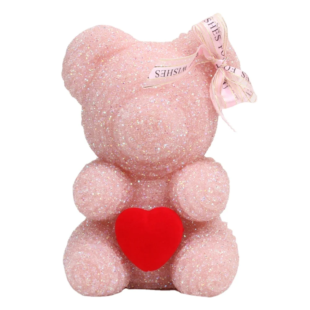 Valentine gift Sweet 25cm glitter bear rose diamond bear Pearl bear