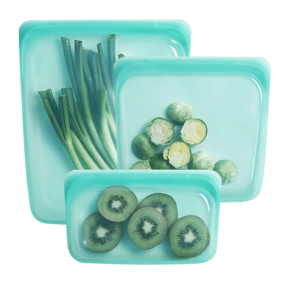 
2021 Waterpoof Zip Lfgb Fresh-Keeping Sealer Reusable Platinum Silicone Pouch Bag To Freeze For Packing Snack Fresh Food Storage 