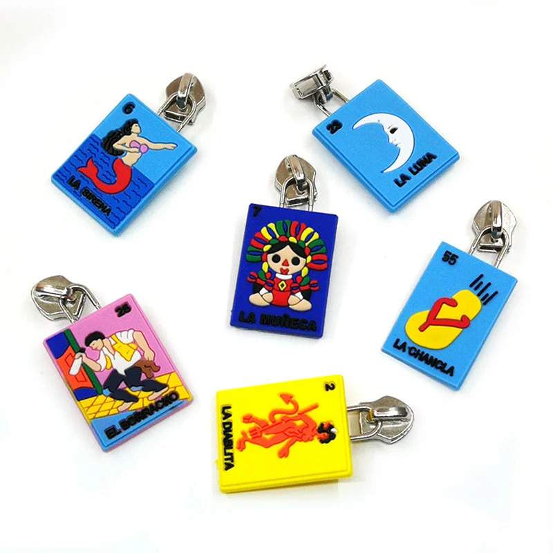 Custom Rubber 2D Soft pvc design Zipper Sliders charms customized hot zipper puller via